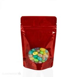 Doypack Rouge avec fenêtre ovale 8x5x13cm | 28g (100 pièces) [ZBGO1R]