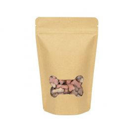Doypack en Kraft avec fenêtre en os 13x7,9x20,6cm (25 pièces) [ZBGW3KB]