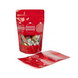 Doypack Rouge avec impression d'ornements 13x7.9x20.6cm (25 pièces) [ZBGW3O]
