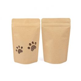 Doypack en Kraft avec deux fenêtres en patte de chien 13x7.9x20.6cm (25 pièces) [ZBGW3KP]