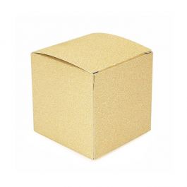Boîte pliante Paillettes Or 7,6x7,6x7,6 cm (25 pièces) [FB2GG]