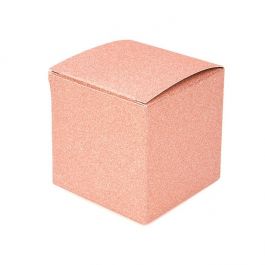 Boîte pliante Or Rose pailletée 7,6x7,6x7,6 cm (25 pièces) [FB2RG]