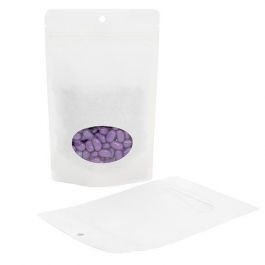 Doypack Compostable Blanc Kraft avec fenêtre ovale 13x7,9x20,6cm | 113g (100 pièces) [ZBGEO3W]