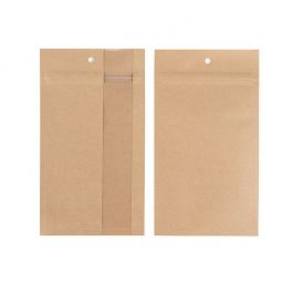 Sachets Zip Kraft avec fenêtre verticale 10.2x16.5 cm (100 pièces) [HZBV5K]