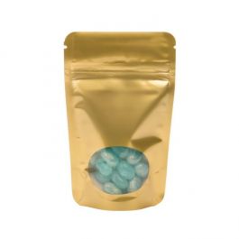 Doypack Or avec fenêtre ovale 8x5x13cm | 28g (100 pièces) [ZBGO1G]