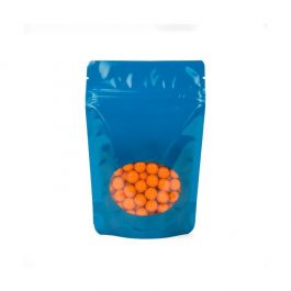 Doypack Bleu avec fenêtre ovale 10.2x6x15.2cm | 57g (100 pièces) [ZBGO2BL]