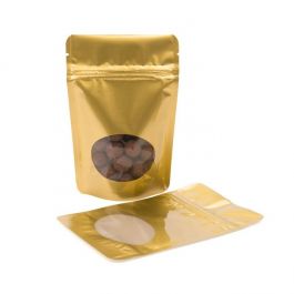 Doypack Or avec fenêtre ovale 10.2x6x15.2cm | 57g (100 pièces) [ZBGO2G]