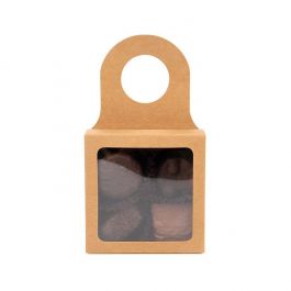 Boîte kraft avec fenêtre 9 x 3 x 9 cm (25 pièces) [FS356]
