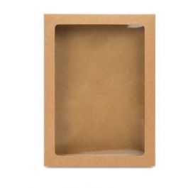 Boite en papier kraft à fenêtre avec feuille PET insérée 13.7x2.2x18.7 cm (25 Pièces) [WKRG266]