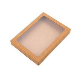 Boite en papier kraft à fenêtre avec feuille PET insérée 11.5x2.2x15 cm (25 Pièces) [WKRG247]