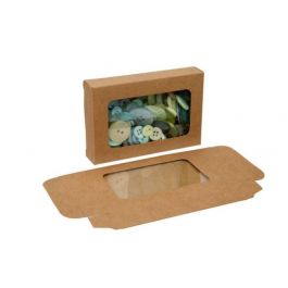 Boite en papier kraft à fenêtre avec feuille PET insérée 7x2.1x10.3cm (25 Pièces) [WKRG317]