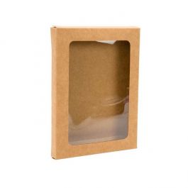 Boîte en papier Kraft à fenêtre avec feuille PET insérée 12.5x1.5x16.8 cm A6 (25 Pièces) [WKRG2]