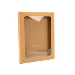 Boîte en papier kraft avec fenêtre et feuille en PET insérée 11.5x1.3x15 cm (25 pièces) [WKRG6]