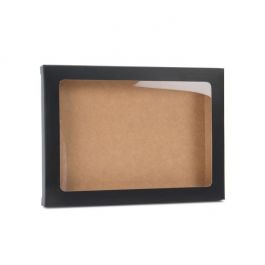 Boîte à fenêtre en papier noir mat avec feuille PET insérée, 9.5 x 1.5 x 13.2 cm, A1 (25 Pieces) [WMBG10]