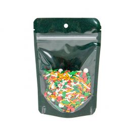 Doypack Transparent/Paillettes Vert 10,2x6x15,2cm (100 pièces) [ZBG2GLGR]