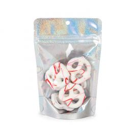 Doypack Transparent/Holographique Paillettes 10,2x6x15,2cm Trou Suspension Rond (25 pièces) [ZBGHG2C]
