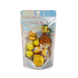 Doypack Transparent/Holographique Paillettes 13x7,9x20,6cm Trou Suspension Rond (25 pièces) [ZBGHG3C]