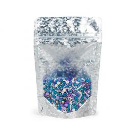 Doypack Transparent/Glace holographique 10,2x6x15,2cm Trou Suspension Rond (25 pièces) [ZBGHI2C]
