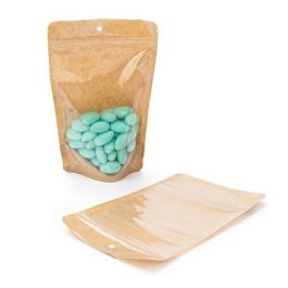 Doypack en papier Kraft avec transparence 13x8x20,5cm | 113g Trou Suspension Rond (100 pièces) [ZBGKC3H]