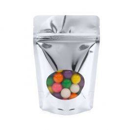 Doypack Argent Métallisé avec fenêtre ovale 10.2x6x15.2cm | 57g (100 pièces) [ZBGMO2S]