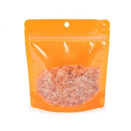 Doypack Transparent/Neon Orange 15,9x6,4x14,6cm Trou Suspension Rond (100 pièces) [ZBGNSHZOR]