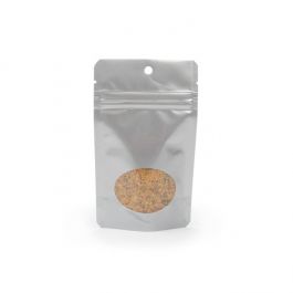 Doypack Argent avec fenêtre ovale 8x5x13cm | 28 g trou de suspension (100 pièces) [ZBGO1SH]