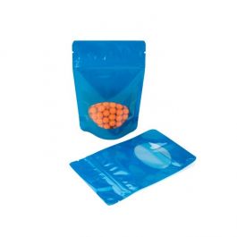 Doypack Bleu avec fenêtre ovale 13x8x20.5cm | 113g (100 pièces) [ZBGO3BL]