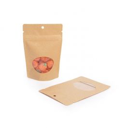 Doypack Kraft avec fenêtre ovale 10.2x6x15.2cm | 57g Trou Suspension Rond (100 pièces) [ZBGO2KH]