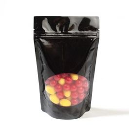 Doypack Noir avec fenêtre ovale 13x7.9x20.6cm | 113g (100 pièces) [ZBGO3B]