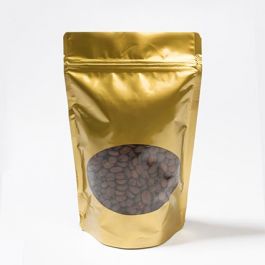 Doypack Or avec fenêtre ovale 13x7.9x20.6cm | 113g (100 pièces) [ZBGO3G]