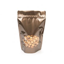 Doypack Bronze avec fenêtre ovale 14.9x8.9x23.2cm (100 pièces) [ZBGO7BZ]