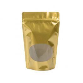 Doypack Or Métallisé avec fenêtre Transparente, 15x9x23.2cm | 312g (100 pièces) [ZBGO7G]