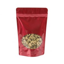 Doypack Rouge à fenêtre ovale 15x9x23.2cm | 312g (100 pièces) [ZBGO7R]