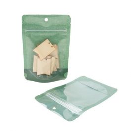 Doypack papier de riz Vert foncé avec fenêtre 10.2x6x15.2cm | 57 g (100 pièces) [ZBGR2HGR]