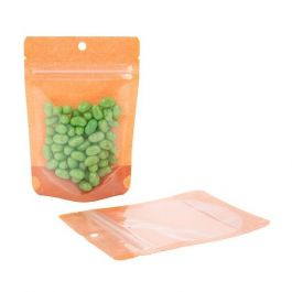 Doypack papier de riz orange avec fenêtre, 10.2x6x15.2cm | 57 g (100 pièces) [ZBGR2HO]