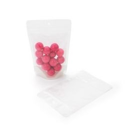 Doypack papier de riz Blanc 11.9x7.6x18.4cm Trou Suspension Rond | 114g (100 pièces) [ZBGR46WCH]