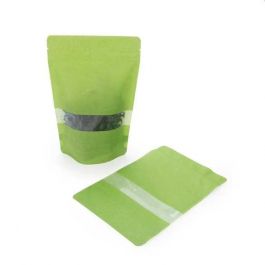 Doypack papier de riz Vert avec fenêtre 17x9x28cm | 340g (100 pièces) [ZBGR4GR]