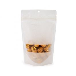 Doypack écologique Papier de Riz Blanc avec Fenêtre Rectangulaire, Trou de suspension 13x7,9x20,6cm (100 pièces) [ZBGRC3W]