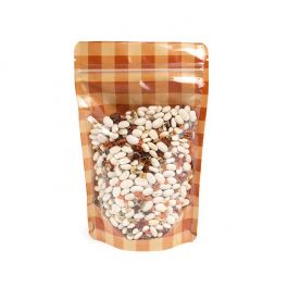 Doypack Transparent/Orange Pastel Plaid 13x7,9x20,6cm (25 pièces) [ZBGSW3OP]