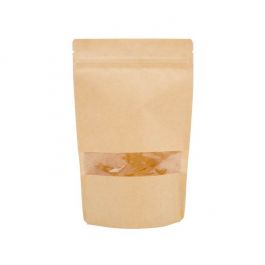 Doypack Kraft avec fenêtre horizontale 15x9x23cm | 312g (100 pièces) [ZBGW7K]