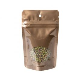Doypack Bronze avec fenêtre ovale 8x5x13cm + trou de suspension (100 pièces) [ZBGO1BZH]