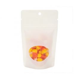 Doypack Kraft Blanc avec fenêtre ovale 8x5x13cm | 28g trou de suspension (100 pièces) [ZBGO1WKH]