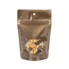 Doypack Bronze avec fenêtre ovale 10x6x15cm | 57g trou de suspension (100 pièces) [ZBGO2BZH]