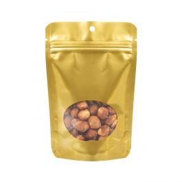 Doypack Or avec fenêtre ovale 10,2x6x15,2cm | 57g Trou de suspension (100 pièces) [ZBGO2GH]