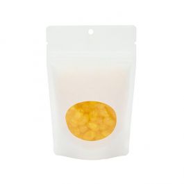 Doypack Blanches avec fenêtre ovale 10,2x6x15,2cm | 57g Trou de suspension (100 pièces) [ZBGO2WKH]
