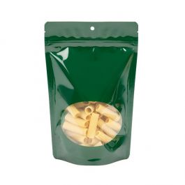 Doypack verticales vertes avec fenêtre ovale 14,9x8,9x23,2cm Trou de suspension (100 pièces) [ZBGO7HGH]