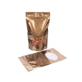 Doypack Bronze avec fenêtre ovale 17,1x8,9x28,6cm | 340g (100 pièces) [ZBGO4BZ]