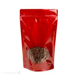 Doypack Rouge avec fenêtre ovale 17.1x8.9x28.5cm | 340g (100 pièces) [ZBGO4R]