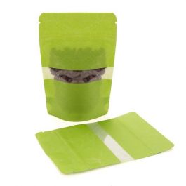 Doypack papier de riz Vert avec fenêtre 10x6x15cm | 57g (100 pièces) [ZBGR2GR]