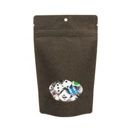 Doypack en papier Kraft Noir avec fenêtre ovale, 13x8x20.5cm | 113g Trou Suspension Rond (100 pièces) [ZBGO3BKH]
